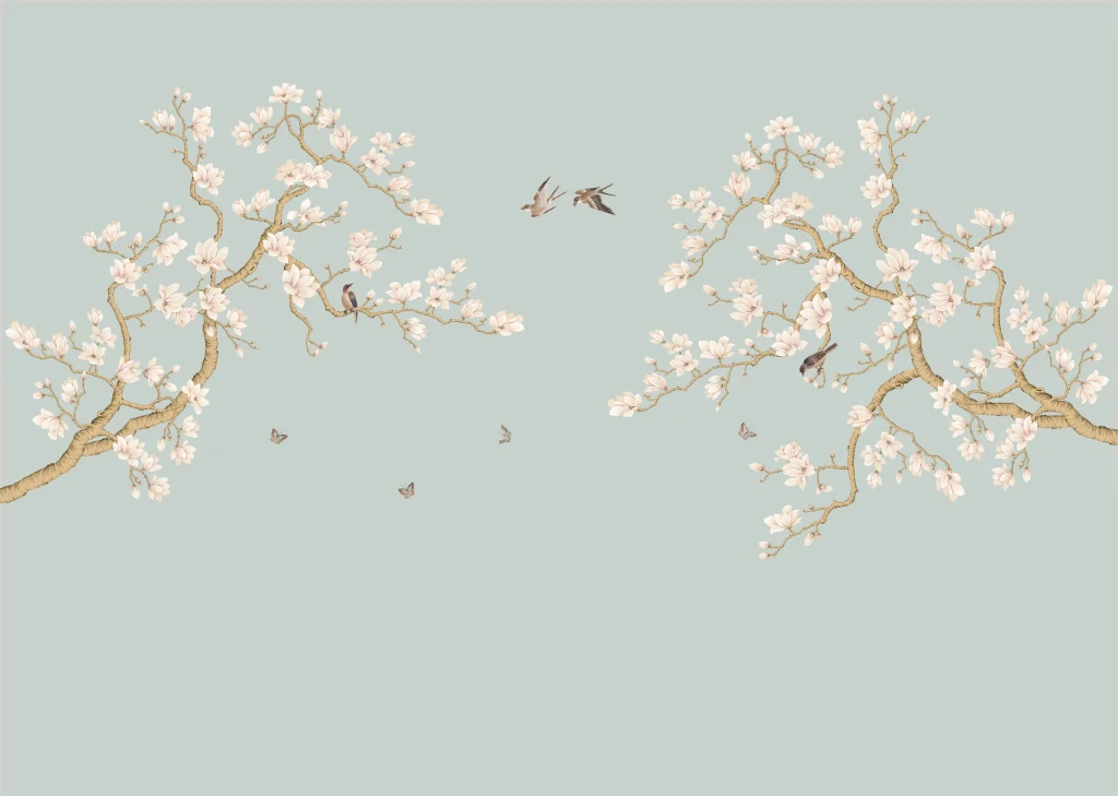 B49 Magnolia Poem Art Silk Blue