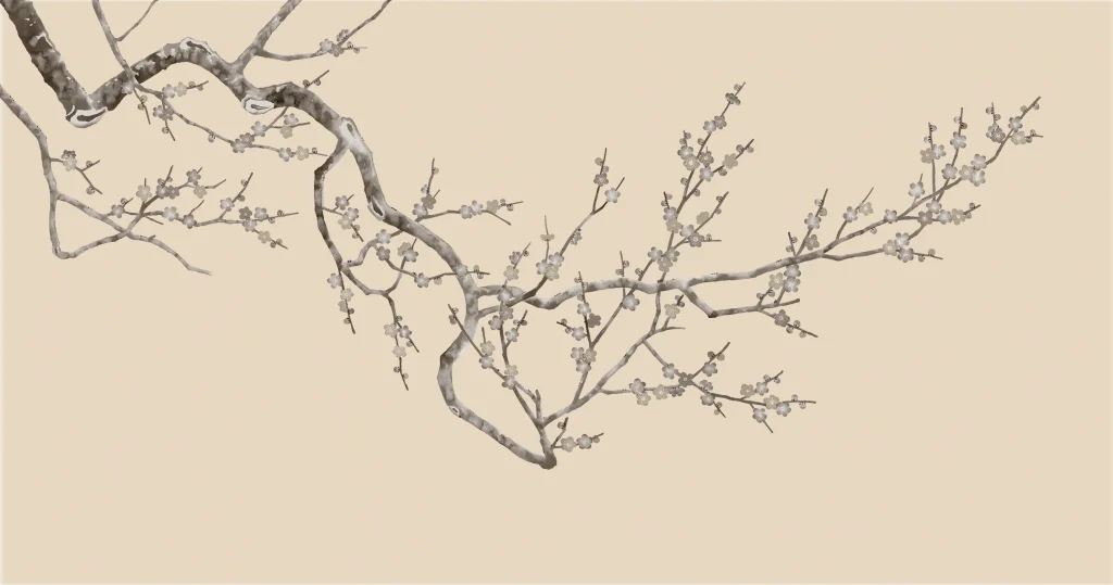 C2 Sakura Branch Art Silk Beige