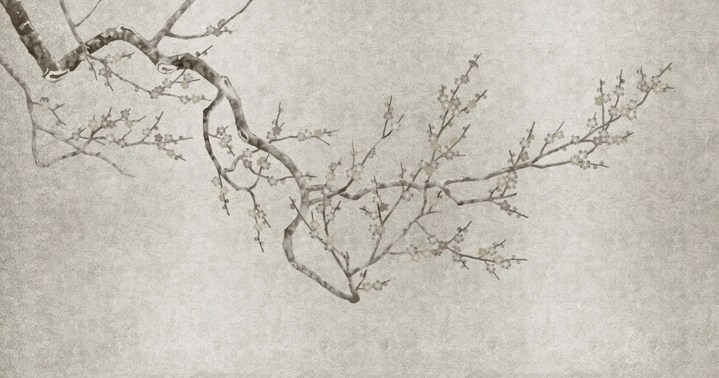 C2 Sakura Branch Grey Gold Leaf 25