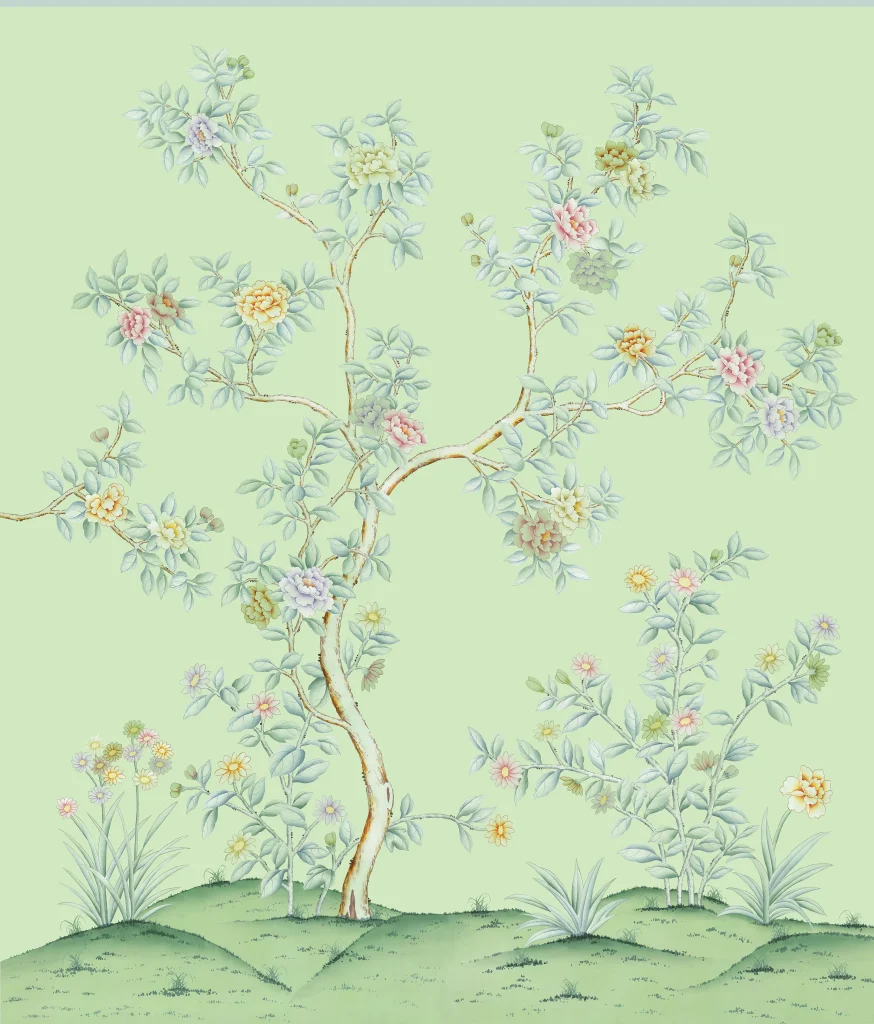 В2 Modest Art English Garden Art Silk Green