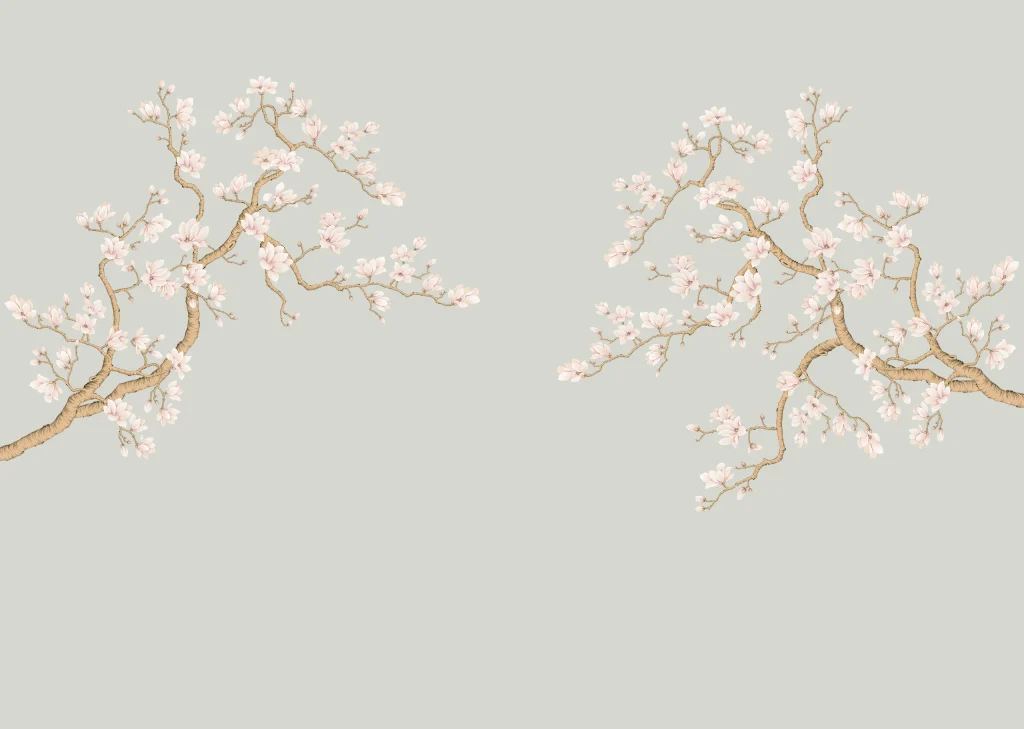 B49 Modest Art Magnolia Poem Art Silk Blue