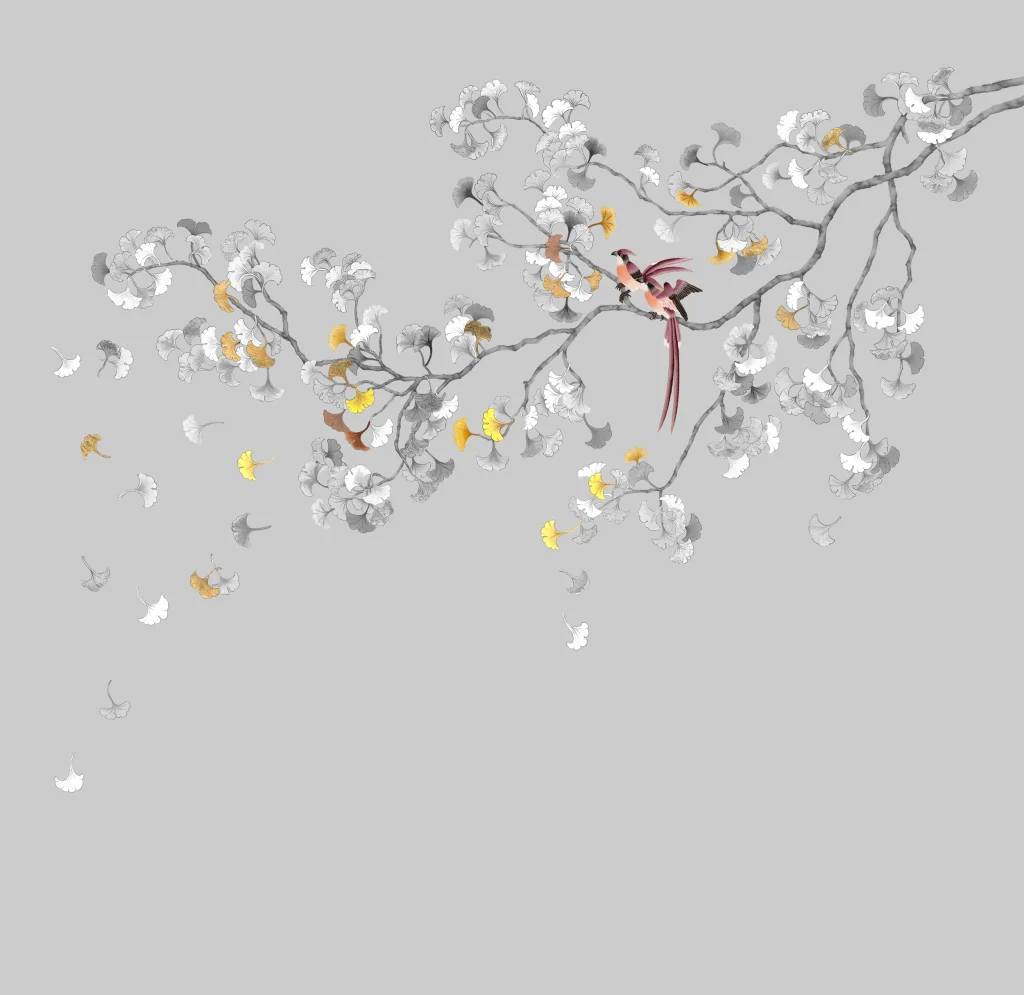 C36 Ginko Tree Art Silk Grey