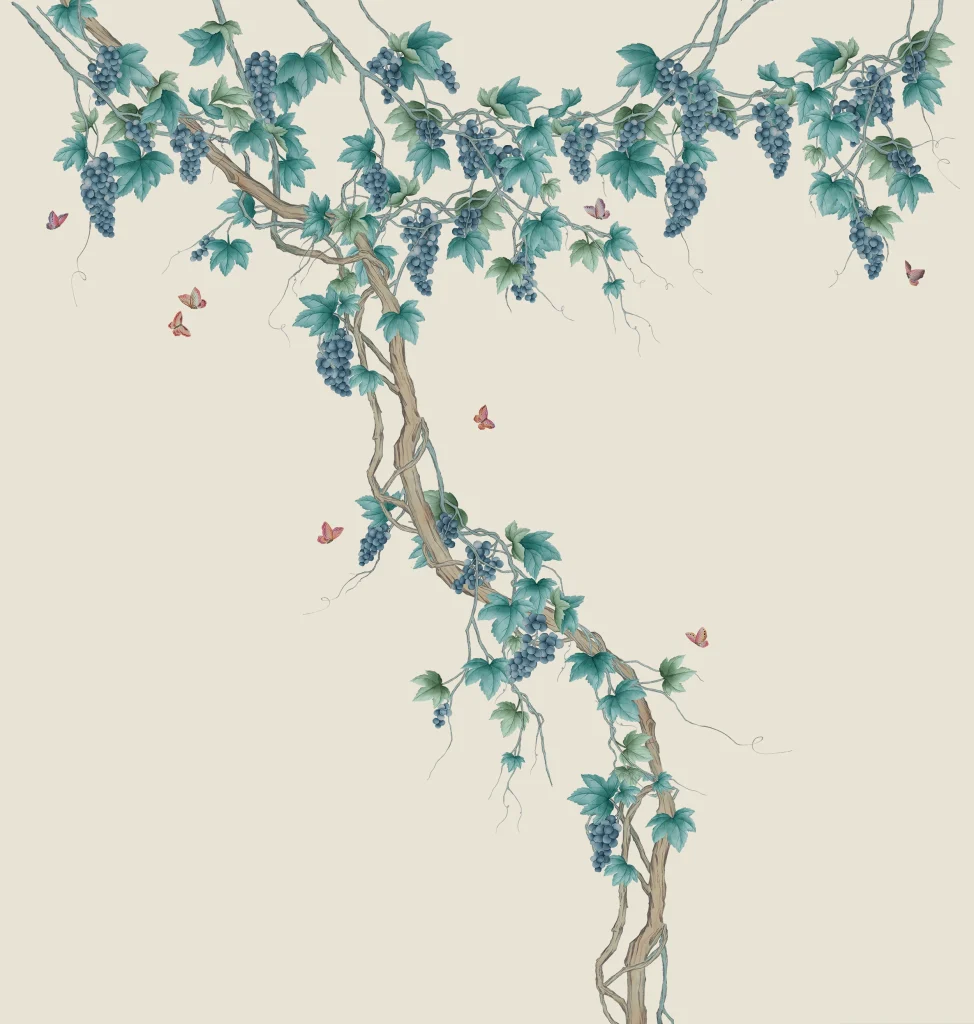C5 Grape leaves Art Silk Beige