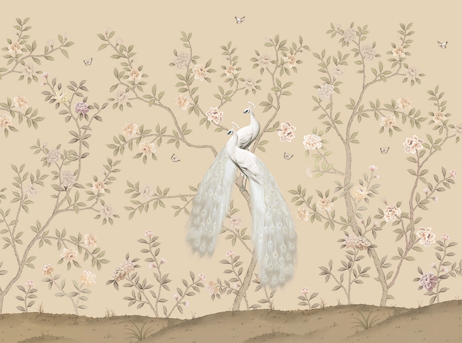 SNOW PEACOCKS / B20 / HAND PAINTED